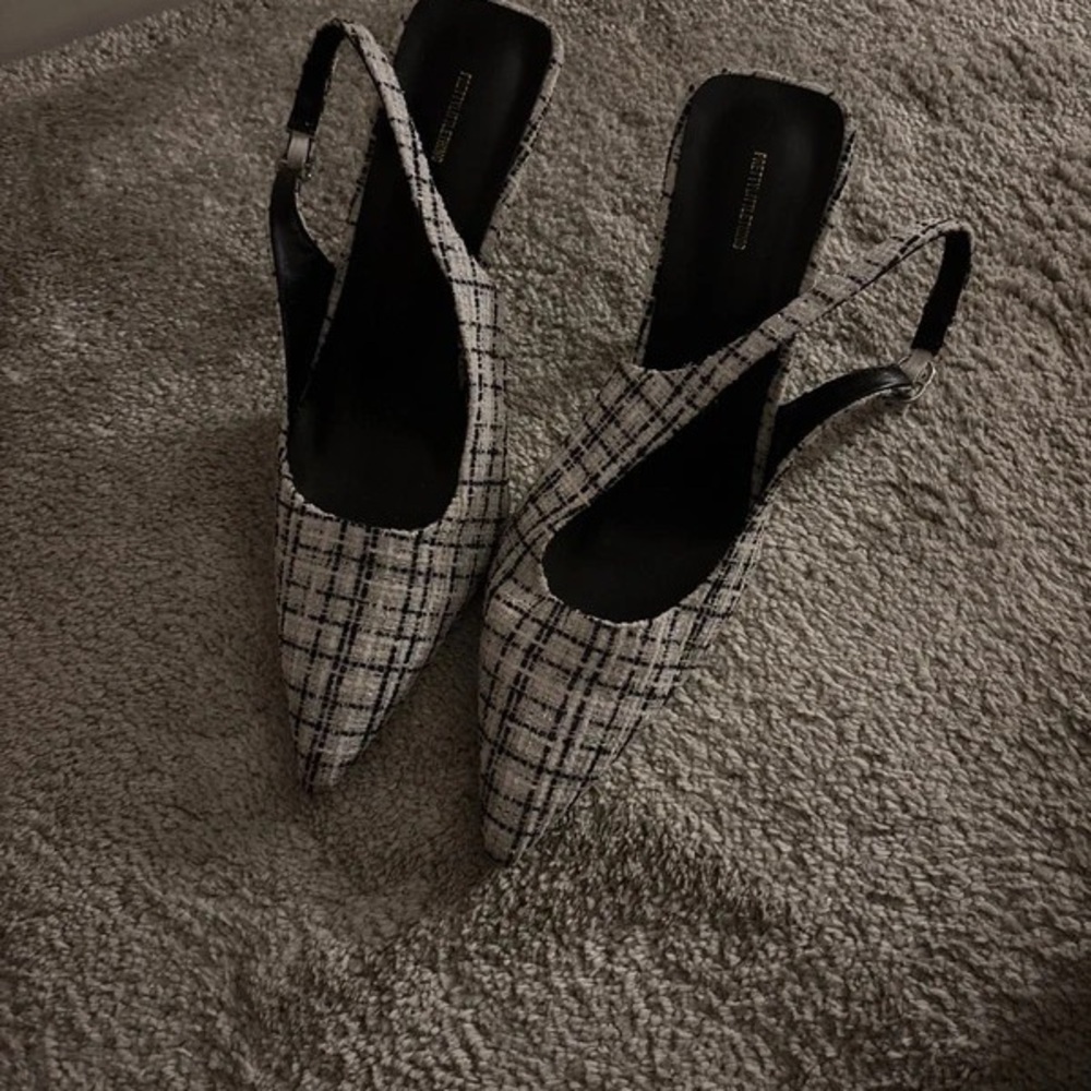 Lulu's Elegant Black and White Checkered Heels